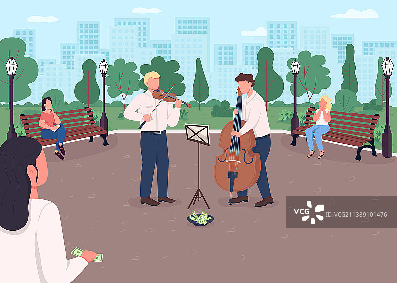街头乐队（扁平彩色风格）图片素材