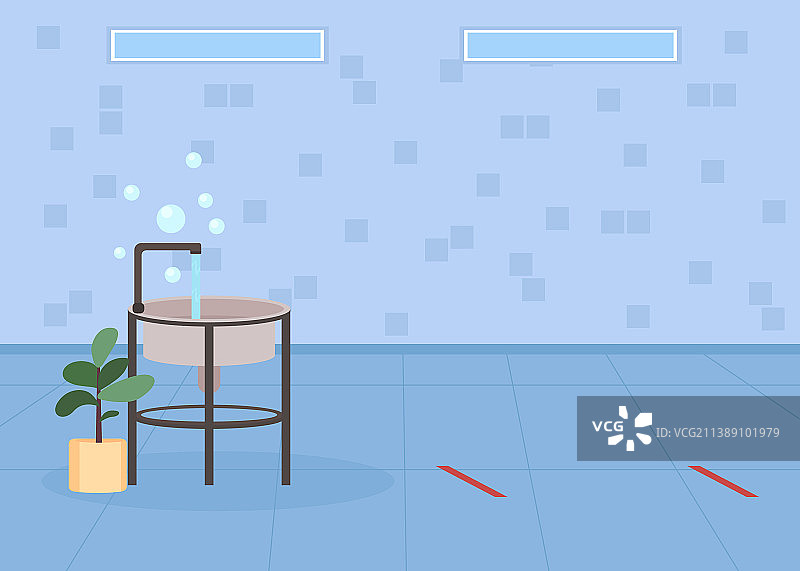 幼儿园浴室扁平色设计图片素材