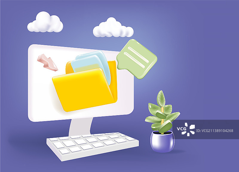 带文档的黄色文件夹文件传输概念图片素材