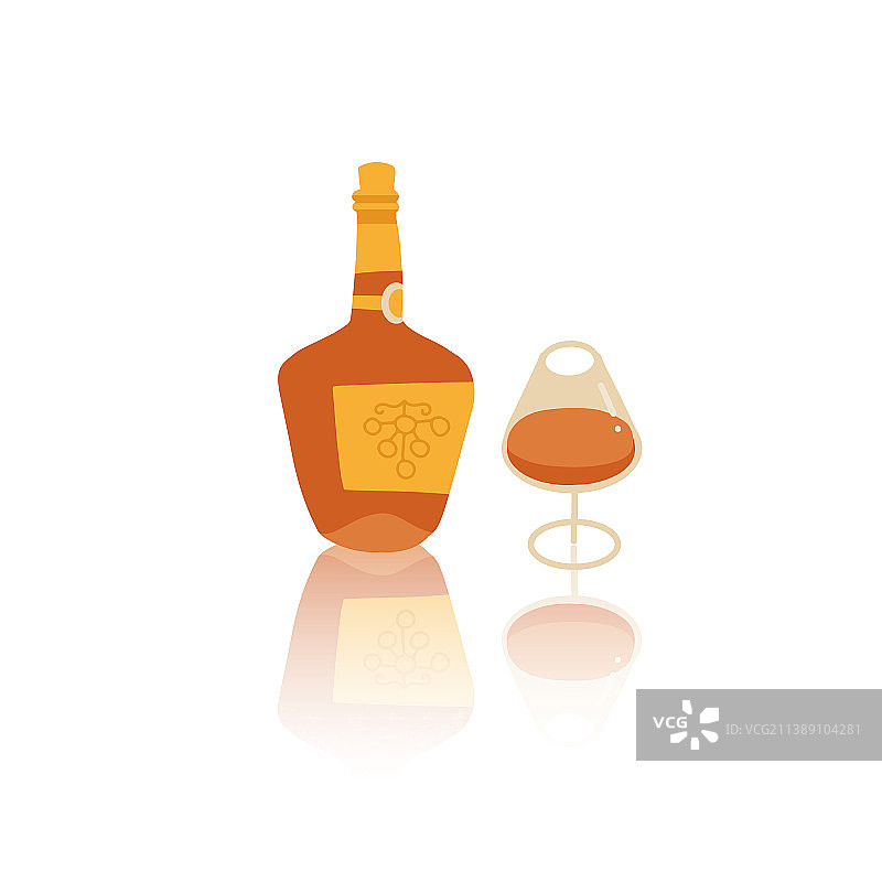 白兰地酒瓶与葡萄酒杯图片素材