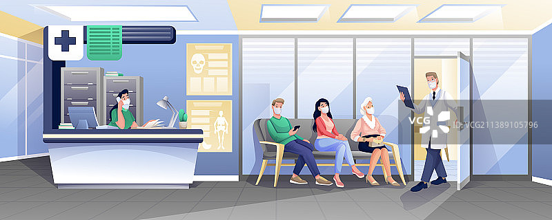 人们排队等候医生预约图片素材