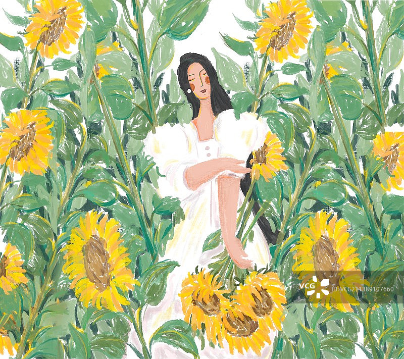 向日葵女生 夏天图片素材