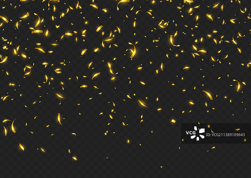 金色纸屑和亮片洒落图片素材