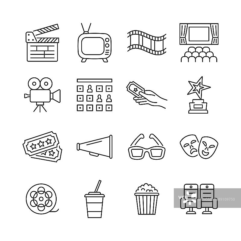 电影线性图标合集图片素材