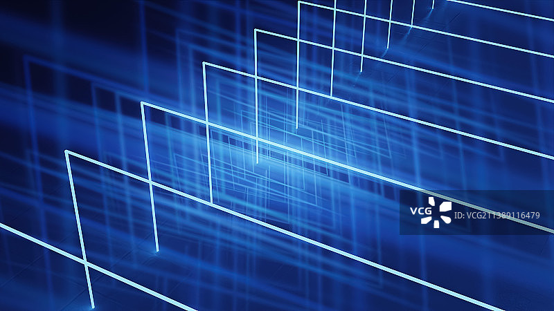 蓝色发光线条立体空间图片素材