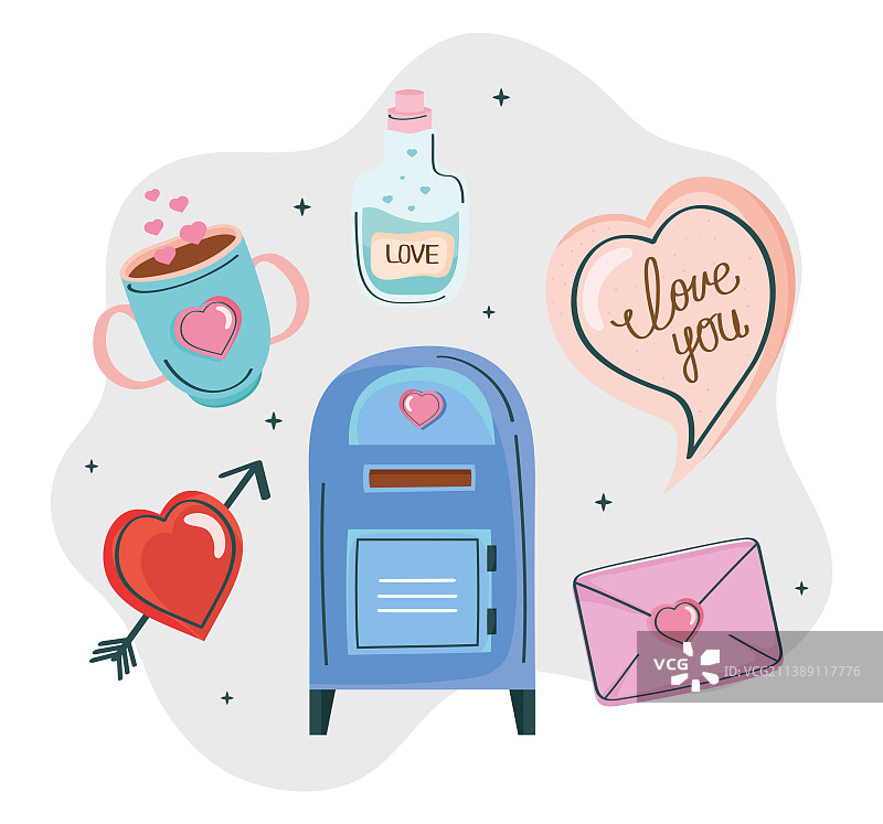 六款爱情涂鸦元素图片素材