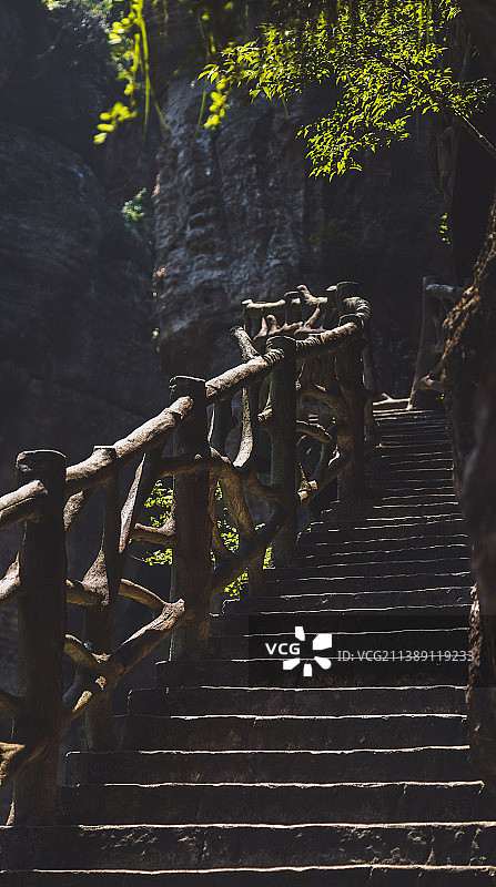 雁荡山·灵岩景区·悬崖栈道图片素材