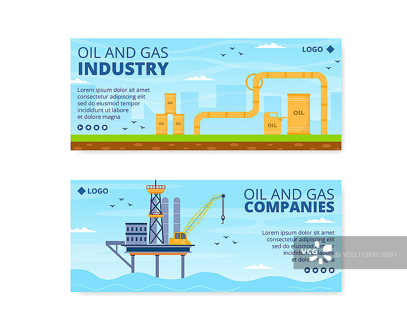 油气工业banner模板扁平设计图片素材