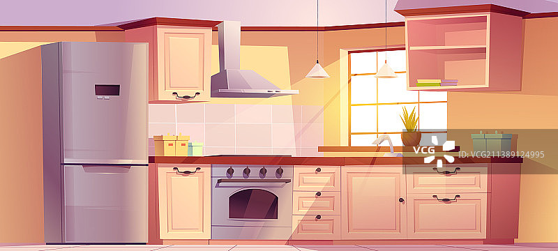 复古厨房电器内景图片素材