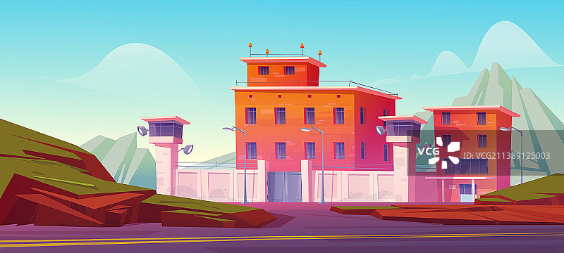 带铁丝网的监狱围栏图片素材