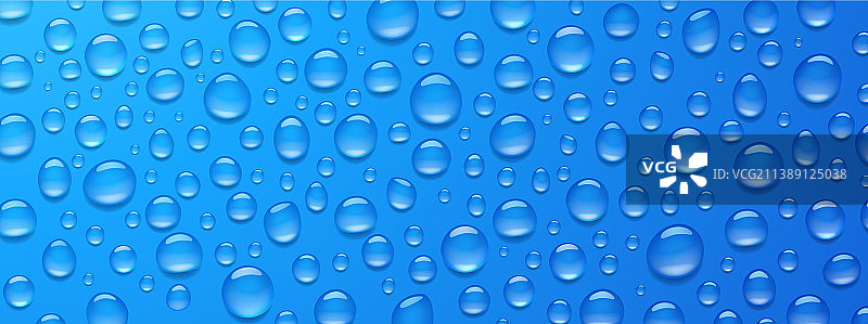 蓝色背景上的冷凝水滴3D图片素材