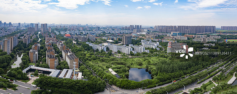 浙江杭州市下沙大学城航拍图片素材