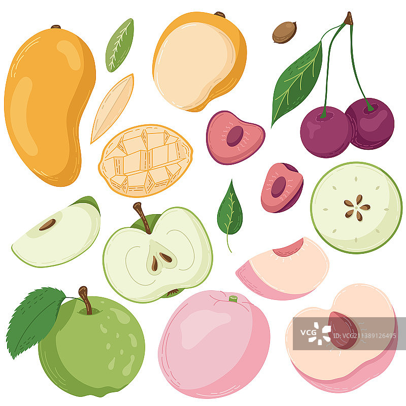 扁平风格水果切片合集图片素材