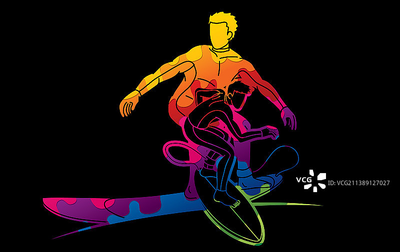 冲浪运动中的冲浪者图片素材