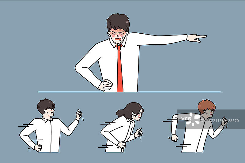 愤怒的商人训斥剥削员工图片素材
