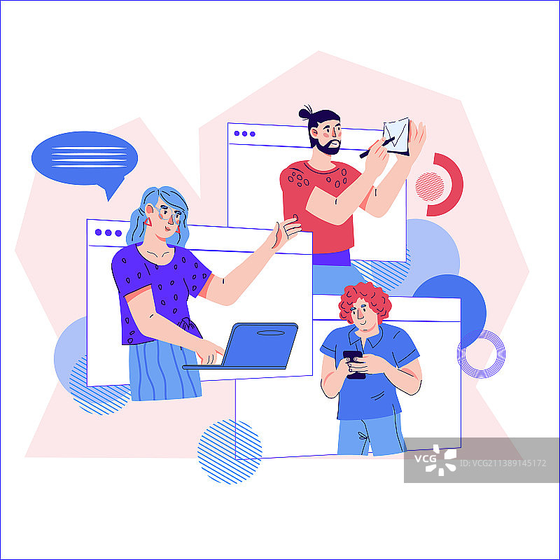 在线商务沟通与团队视频图片素材