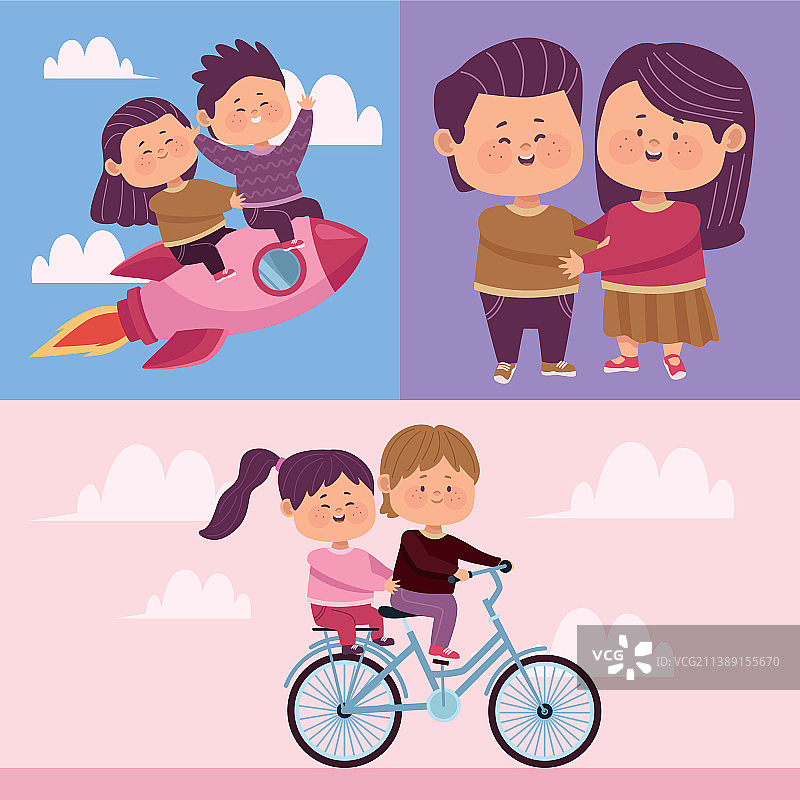 三对小情侣图片素材