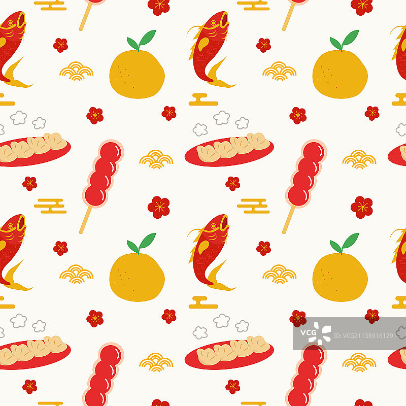 节日中国美食无缝图案图片素材