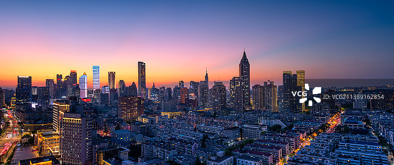南京新街口晚霞城市全景图片图片素材