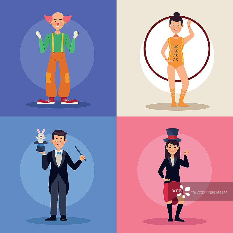 四个马戏团表演角色图片素材