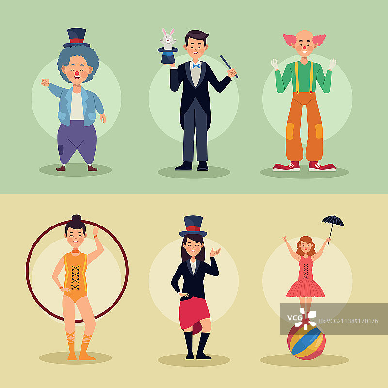 六个马戏表演角色图片素材