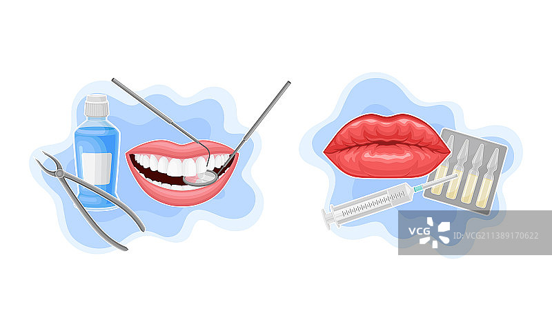 牙科护理与玻尿酸唇部注射图片素材