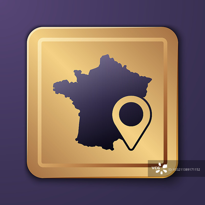 紫色背景上的法国地图图标图片素材