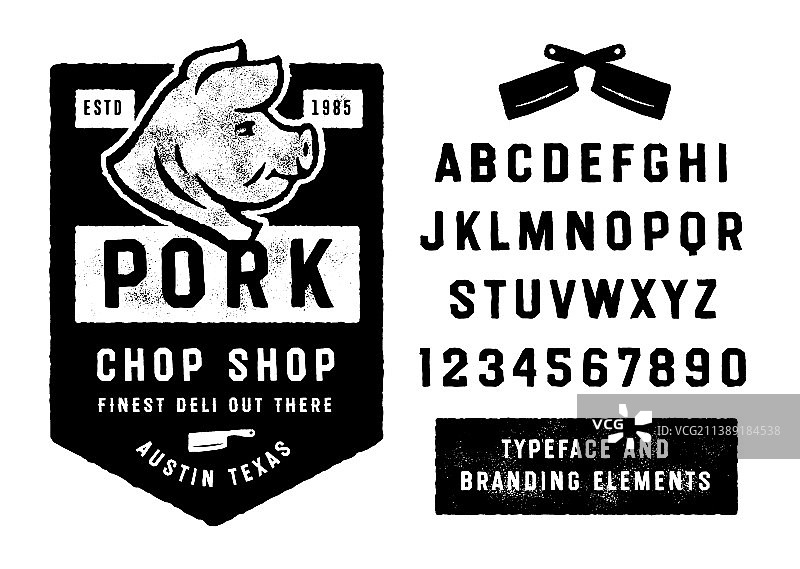 猪肉店肉铺屠夫标志图片素材