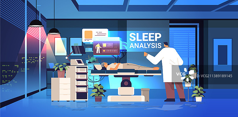 医生调整脑电图数字头戴设备研究员图片素材