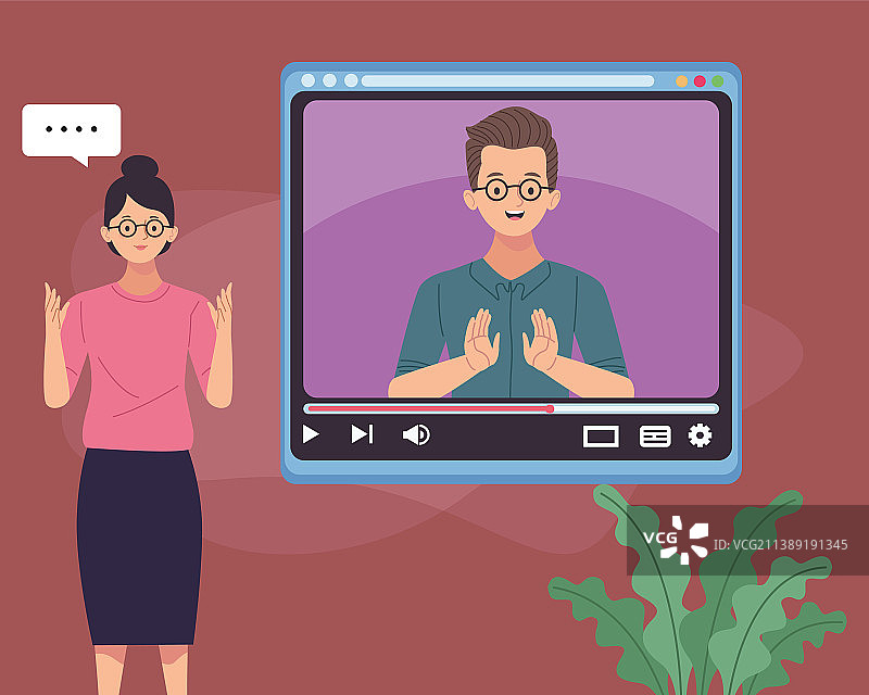 视频会议中的情侣图片素材