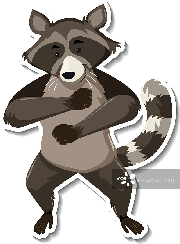 跳舞的浣熊卡通动物贴纸图片素材