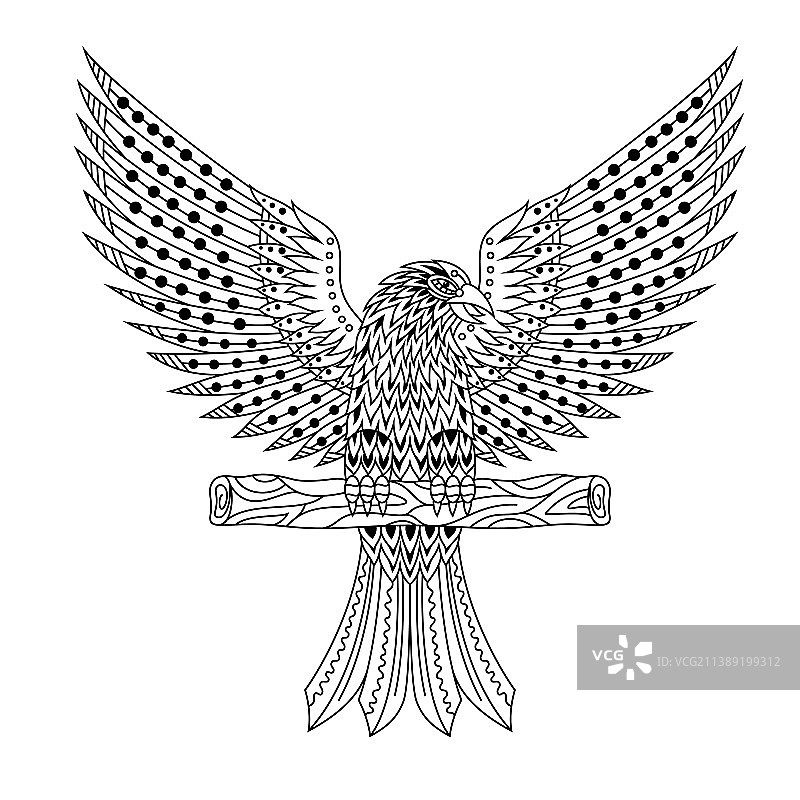 zentangle风格手绘老鹰图片素材