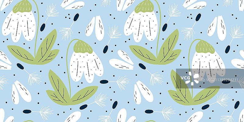 斯堪的纳维亚春季无缝雪花图案图片素材