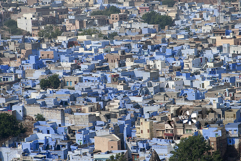 蓝色古城城市景观图片素材