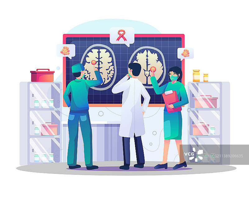 医生正在分析大脑肿瘤图片素材