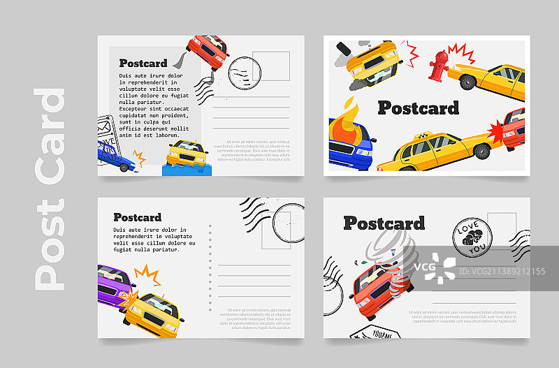 车祸明信片模板合集图片素材