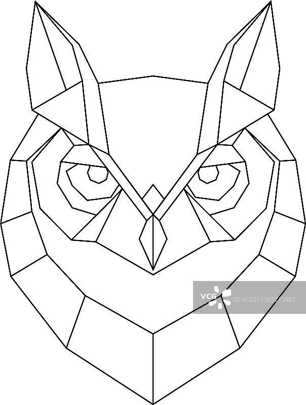 几何猫头鹰多边形头部图片素材