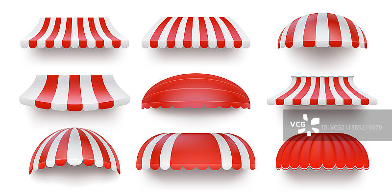 逼真条纹商店遮阳篷店铺图片素材