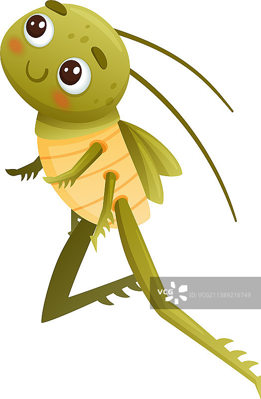 可爱的绿色蚱蜢向上跳跃宝宝图片素材