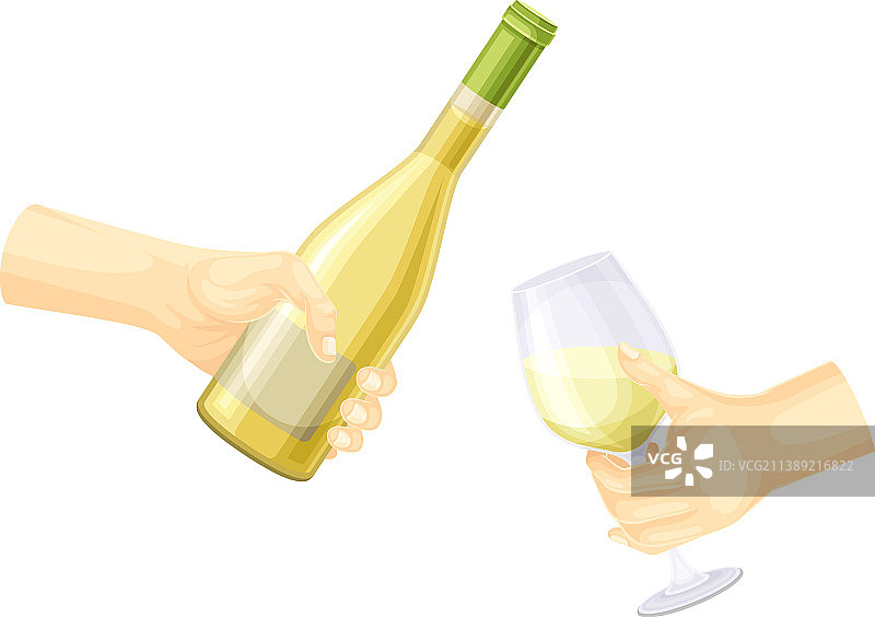 手拿香槟酒杯和瓶子图片素材