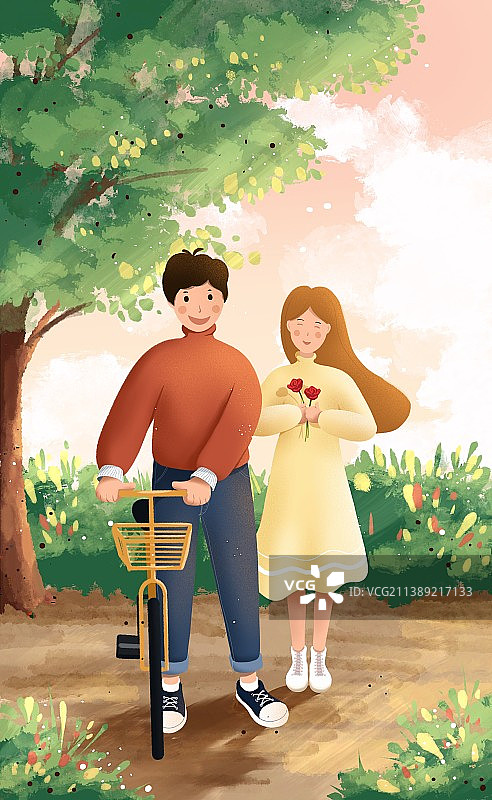 情侣约会插画图片素材