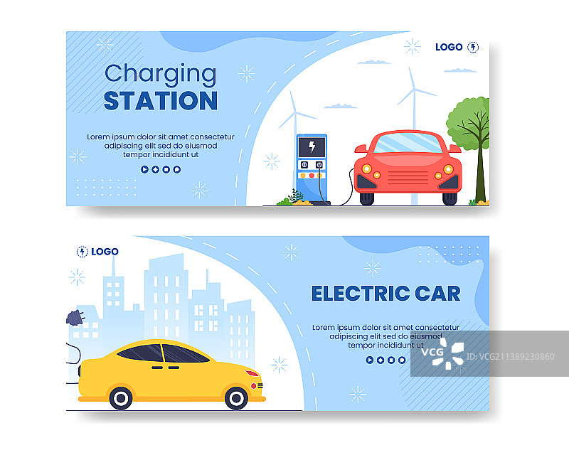 电动汽车电池充电banner模板图片素材