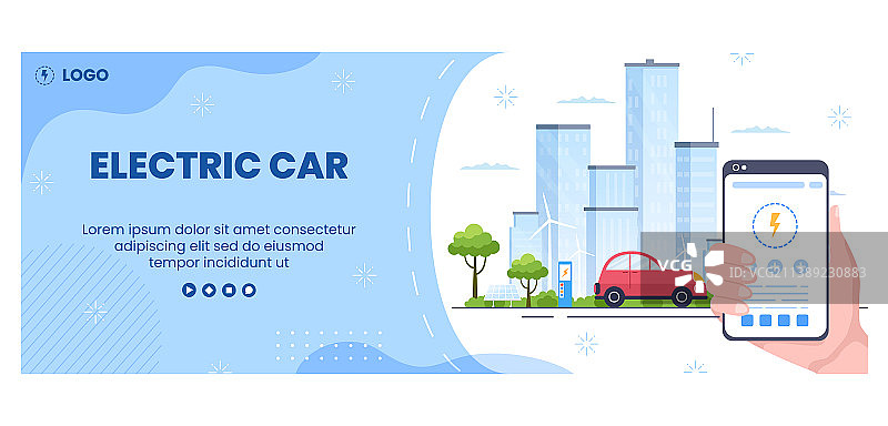 电动汽车电池充电封面模板图片素材