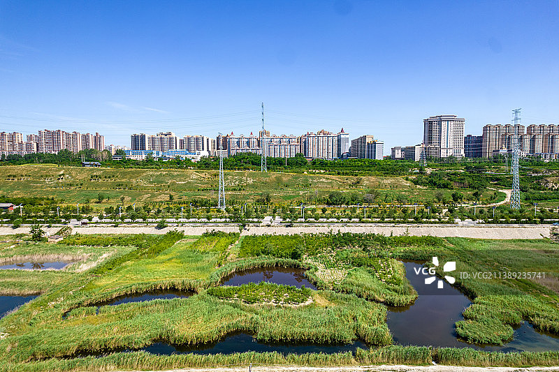 夏天的亚洲中国山西运城盐湖图片素材