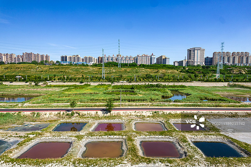 夏天的亚洲中国山西运城盐湖图片素材