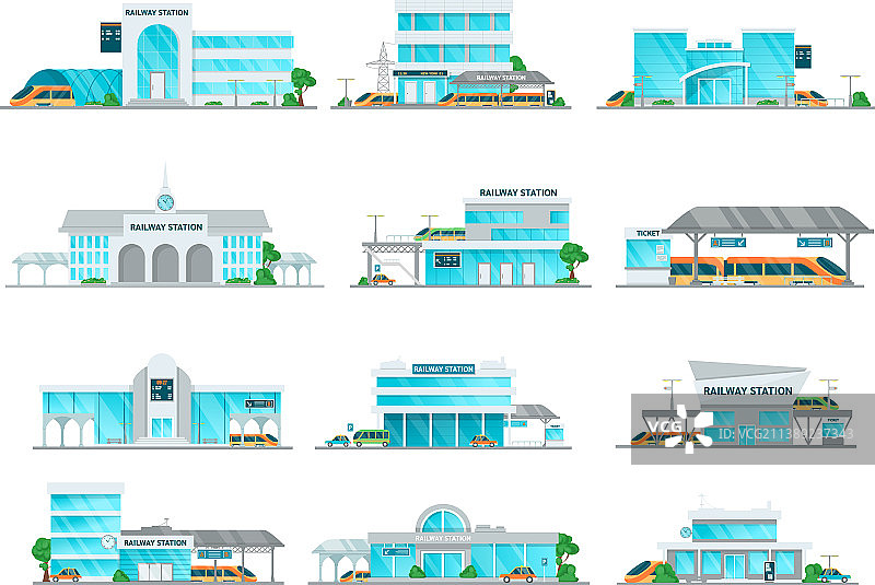 火车站建筑卡通合集图片素材