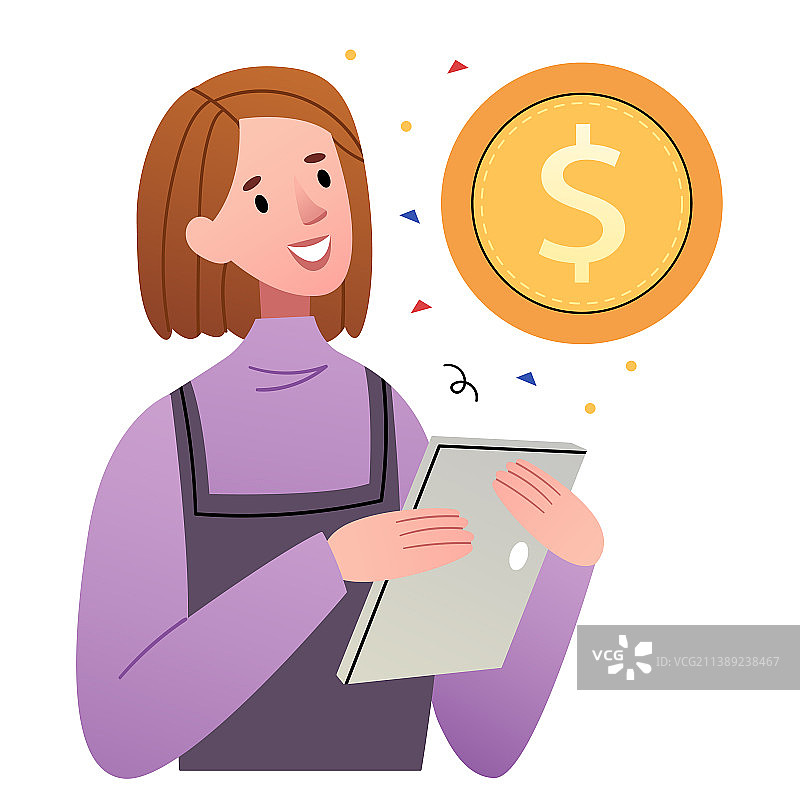 女孩数钱理财图片素材