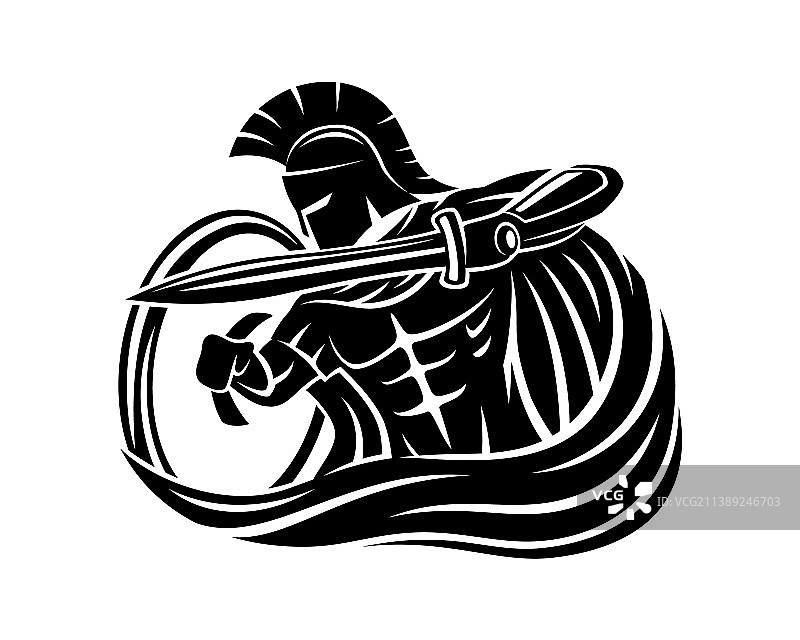 持剑和盾牌的斯巴达勇士图片素材