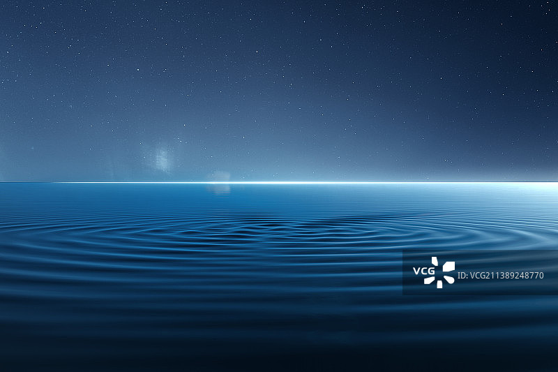 星空下的大蓝色水波纹，蓝色海洋，蓝色科技背景图片素材