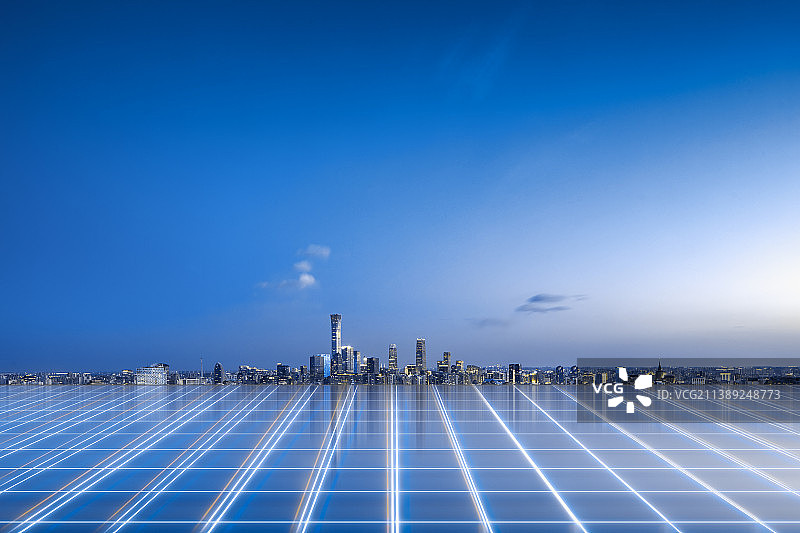 北京国贸CBD商业区建筑夜景，城市科技背景图图片素材